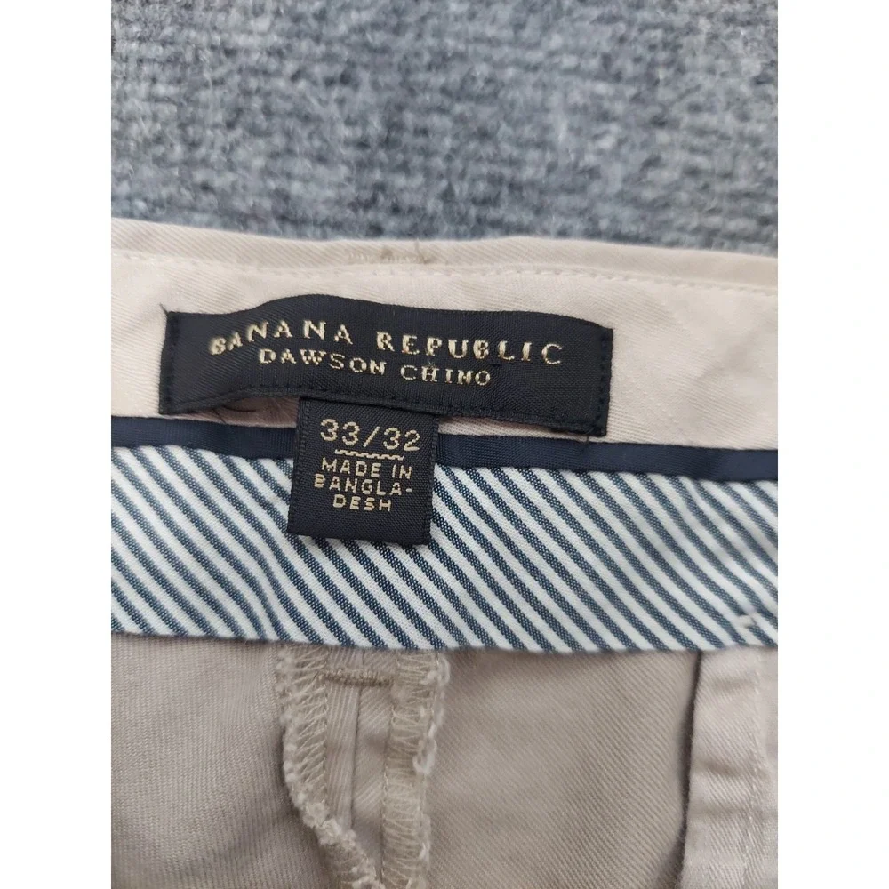 BANANA REPUBLIC Pants Mens 33x32 Tan Khaki DAWSON Chino Cotton Flat Front